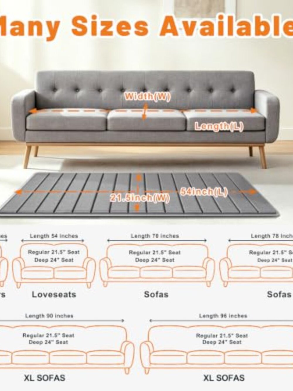 NEW 21.5 x54 Heavy Duty Fix Sagging Loveseat Couch Anti-Slip Under-Cushion Sofa - Picture 6 of 6